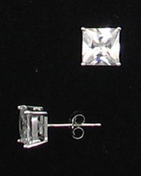 LA ER-066 CZ   7mm Square CZ Earrings
