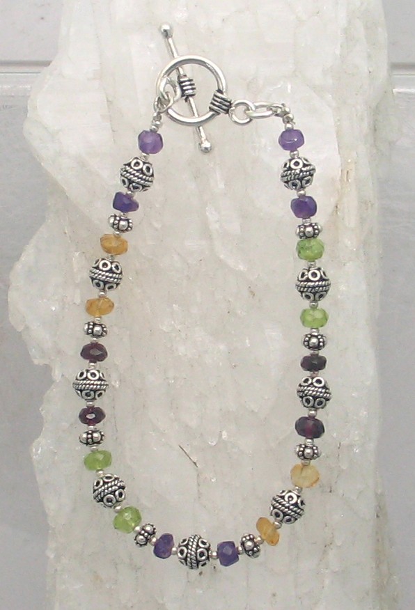 BB BR-005 MLT  8"  (Amethyst, Garnet, Peridot, and Citrine)