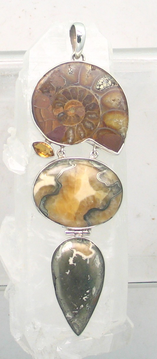 FP P-019 MLT  (Ammonite, Citrine, and Septarian Pyrite)