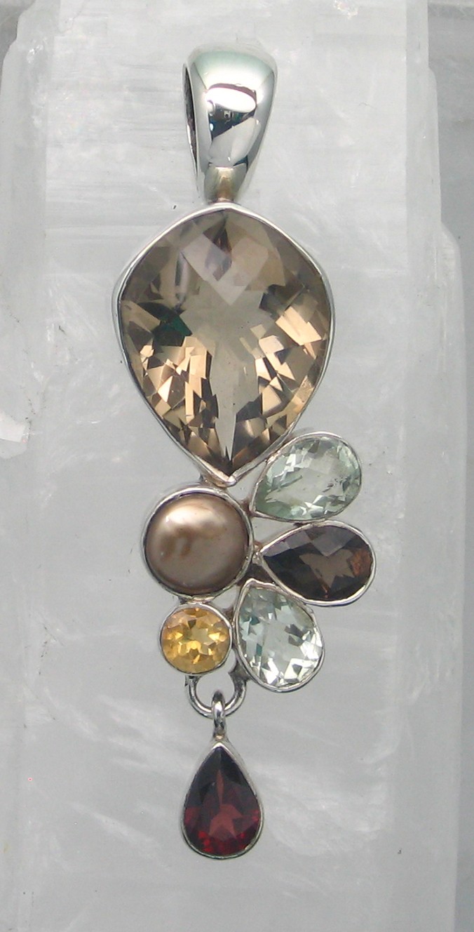 IGB P-5202 MLT  (Smoky Quartz, Green Amethyst, Pearl, Citrine, and Garnet)