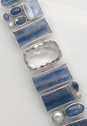 SB BR-041 MLT  (Faceted Quartz, Kyanite, and Pearl)