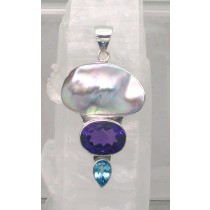 CHAR CP-0097 MLT  (Mabe Blister Pearl, Amethyst, Blue Topaz)