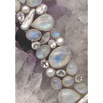 FG BR-302 MLT  (Rainbow Moonstone, Pearl, Quartz Bracelet)