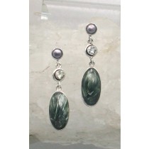 FP ER-0039 MLT  (Pearl, Green Amethyst, Seraphanite)