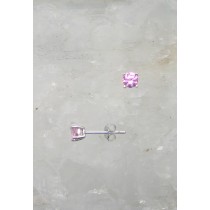LA ER-706 PCZ  4mm Round Pink CZ Earrings