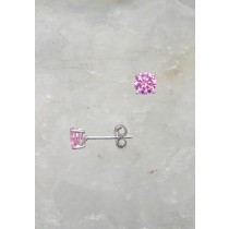 LA ER-707 PCZ  5mm Round Pink CZ Earrings