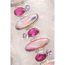 MIK BR-018 MLT  (Quartz Druzy,  Amethyst, Pink Topaz