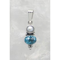 MJ P-0021 BT PL  (Blue Topaz and Pearl)