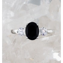 SSJ R-055 OX CZ  (Faceted Black Onyx & CZ)  