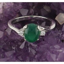 SSJ R-221 GOX CAB CZ  (Cabochon Green Onyx & CZ)