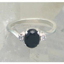 SSJ R-221 OX FAC CZ  (Faceted Black Onyx & CZ) 